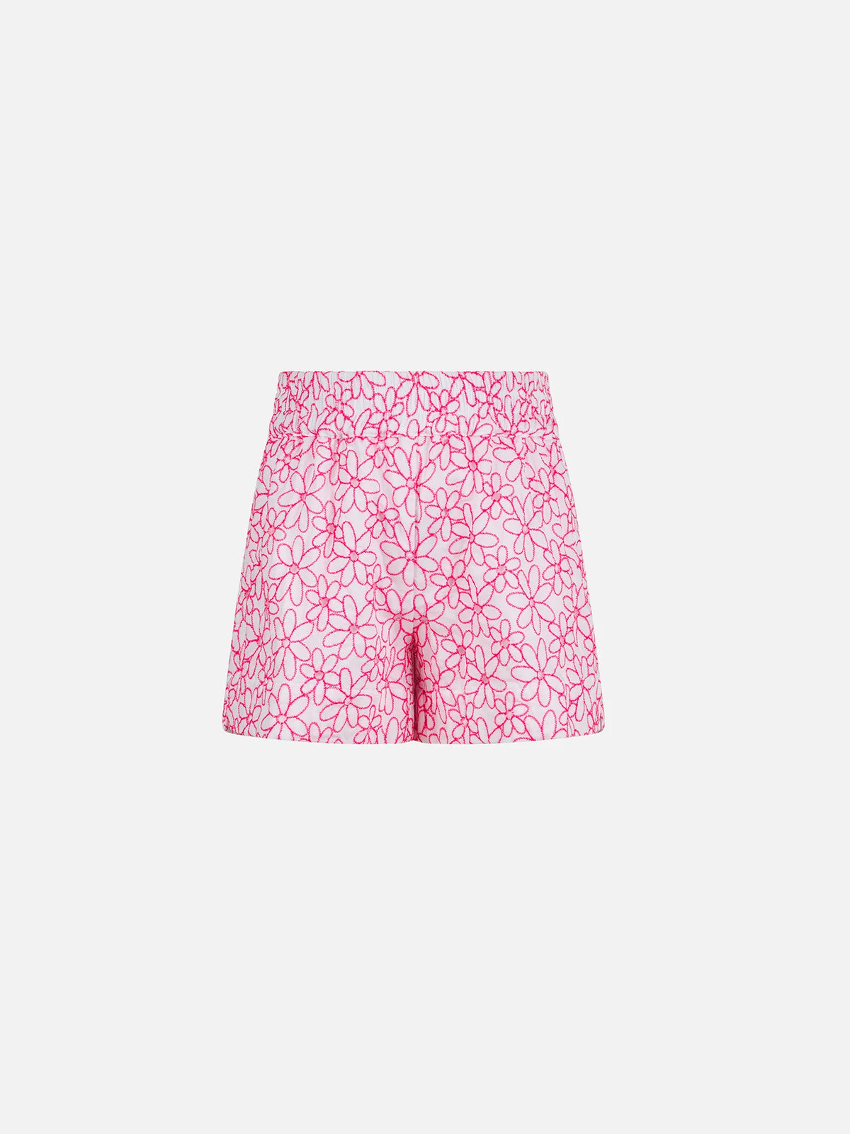 Girl cotton shorts with daisy embroidery