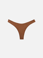 Paloma Naomi plunging bralette bikini in brown with rhinestone embellishments