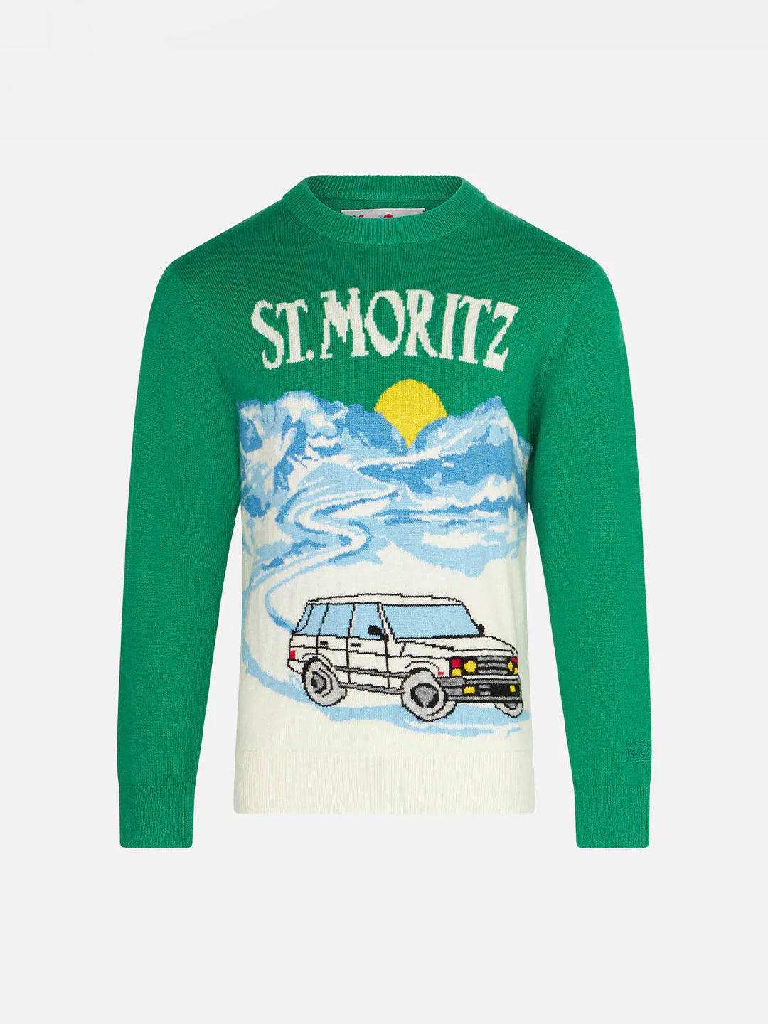Boy green sweater with St. Moritz jacquard
