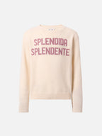 Princess cashmere-blend crewneck with Splendida Splendente lurex jacquard