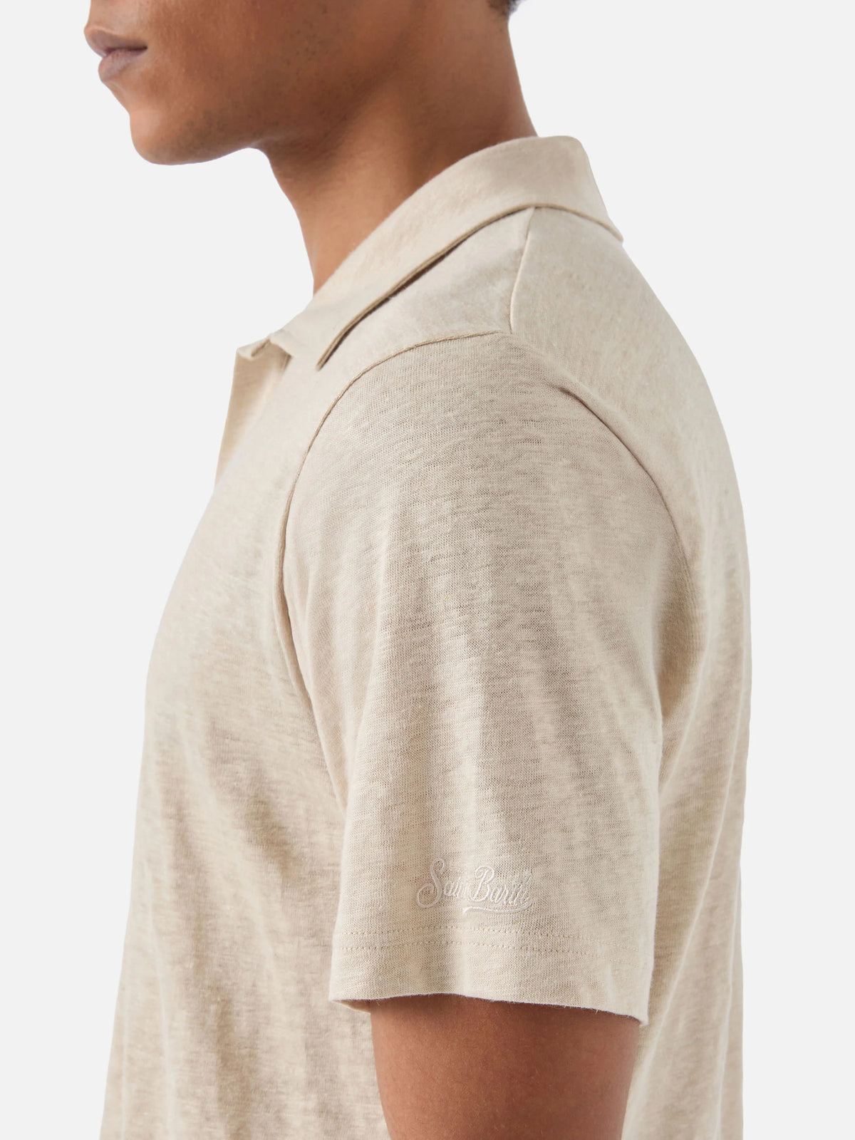 Beige Fraser polo in pure linen