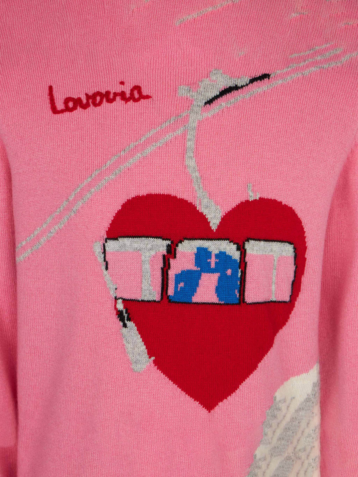 Girl crewneck sweater with love jacquard