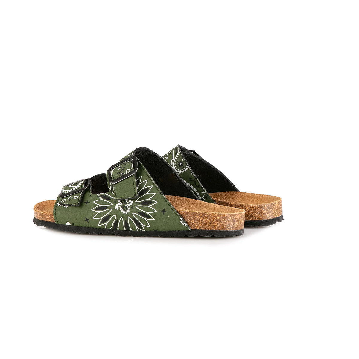 Green bandana print sandals