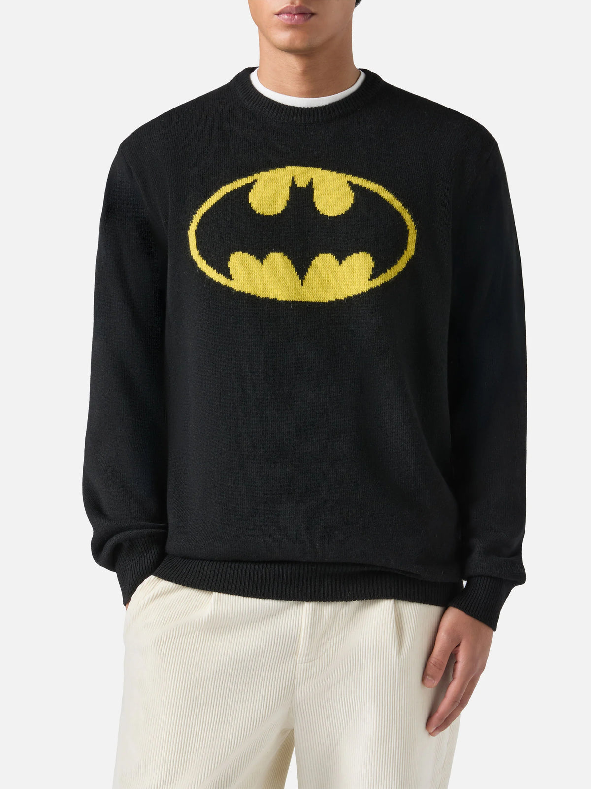 Black crewneck Heron with Batman shape jacquard | BATMAN SPECIAL EDITION