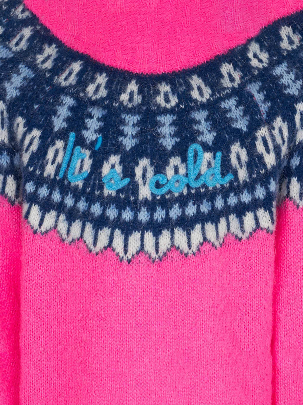 Girl brushed crewneck sweater with nordic jacquard