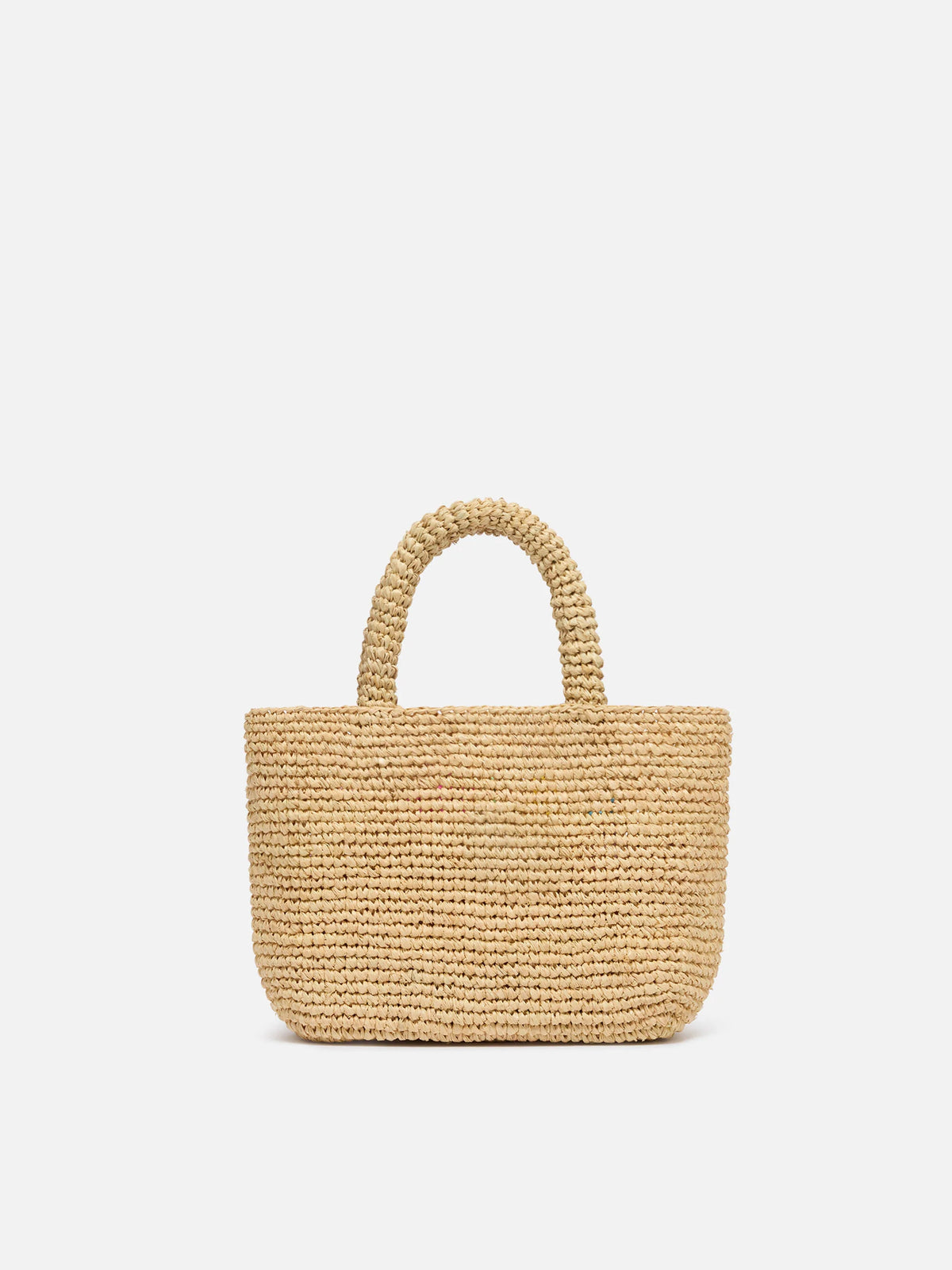 Beach mini raffia bag with multicolor embroidered logo
