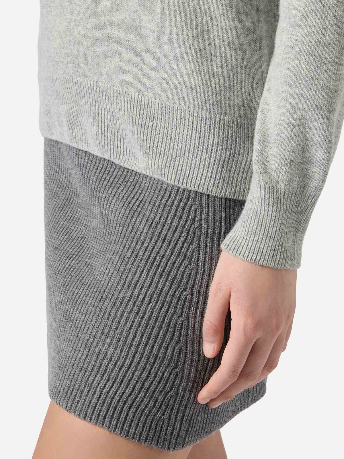 Grey mélange Eze sweater with polo collar