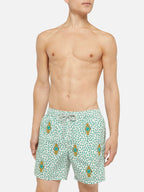 Mid-length striped Gustavia swim-shorts with watches embroidery