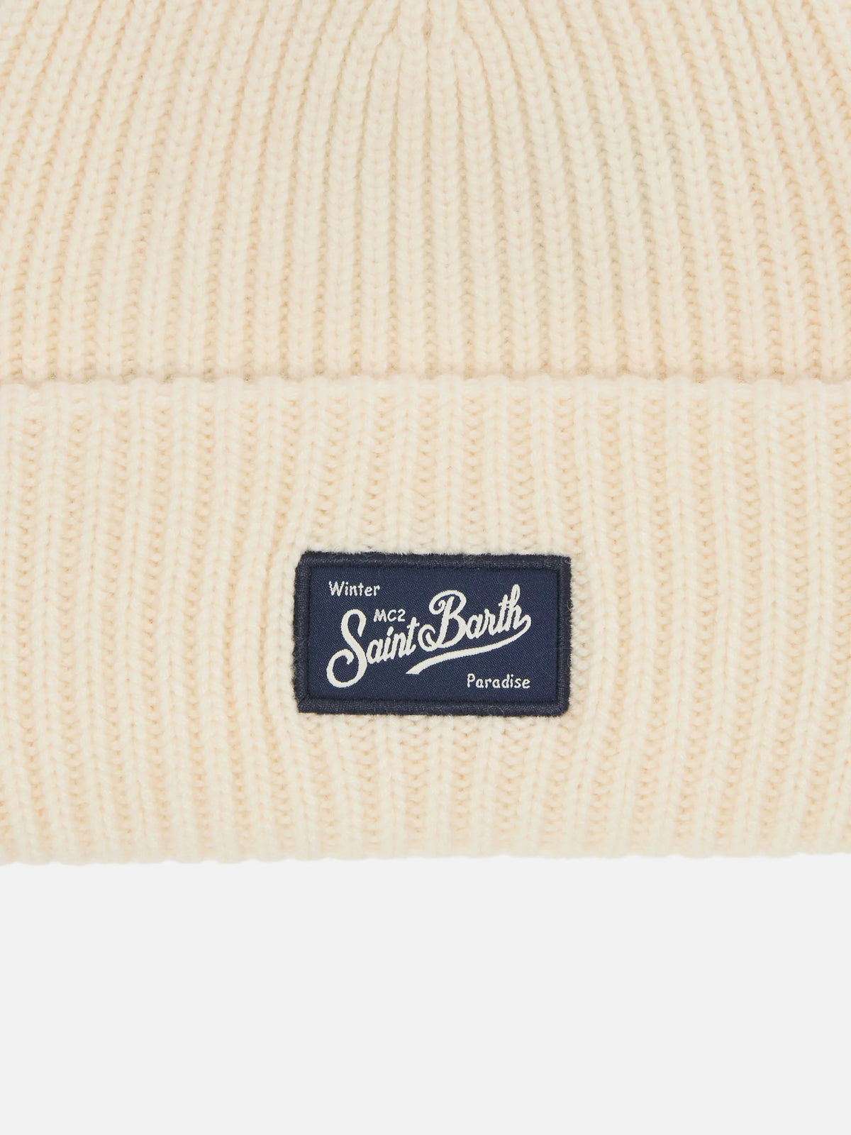 Off-white ribbed beanie Berry Jr with St. Barth patch