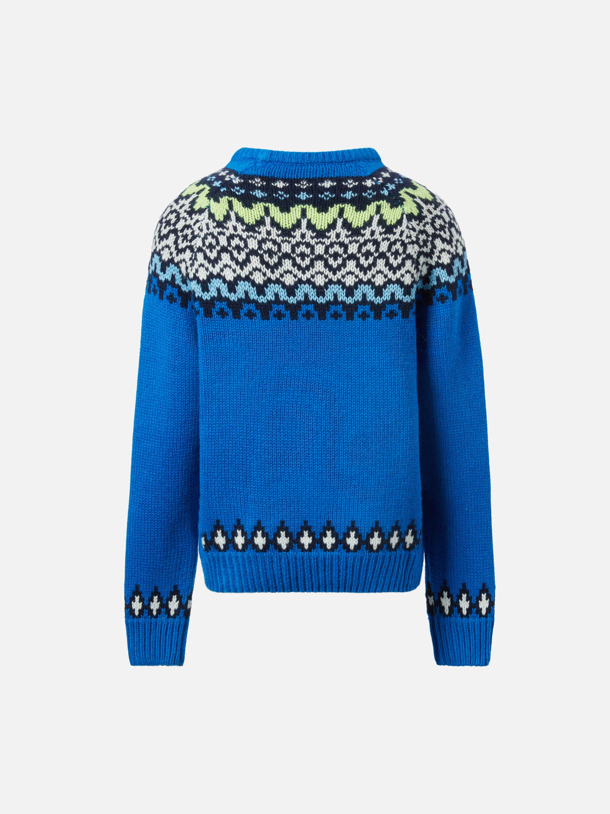 Alpaca sweater Douglas with fair-isle and St. Moritz jacquard
