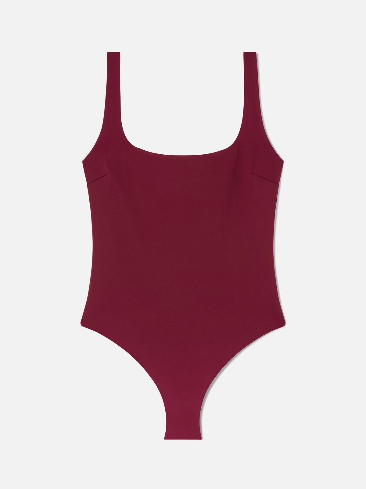 Cassandra square neck one-piece swimsuit in burgundy