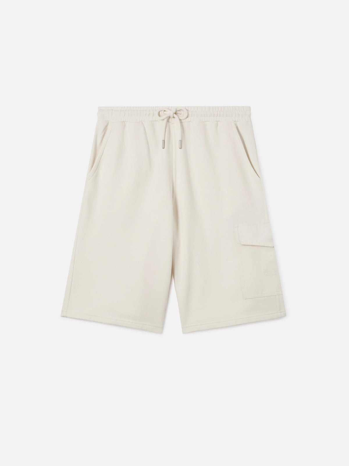 Argo solid cream fleece bermuda shorts with cargo pocket