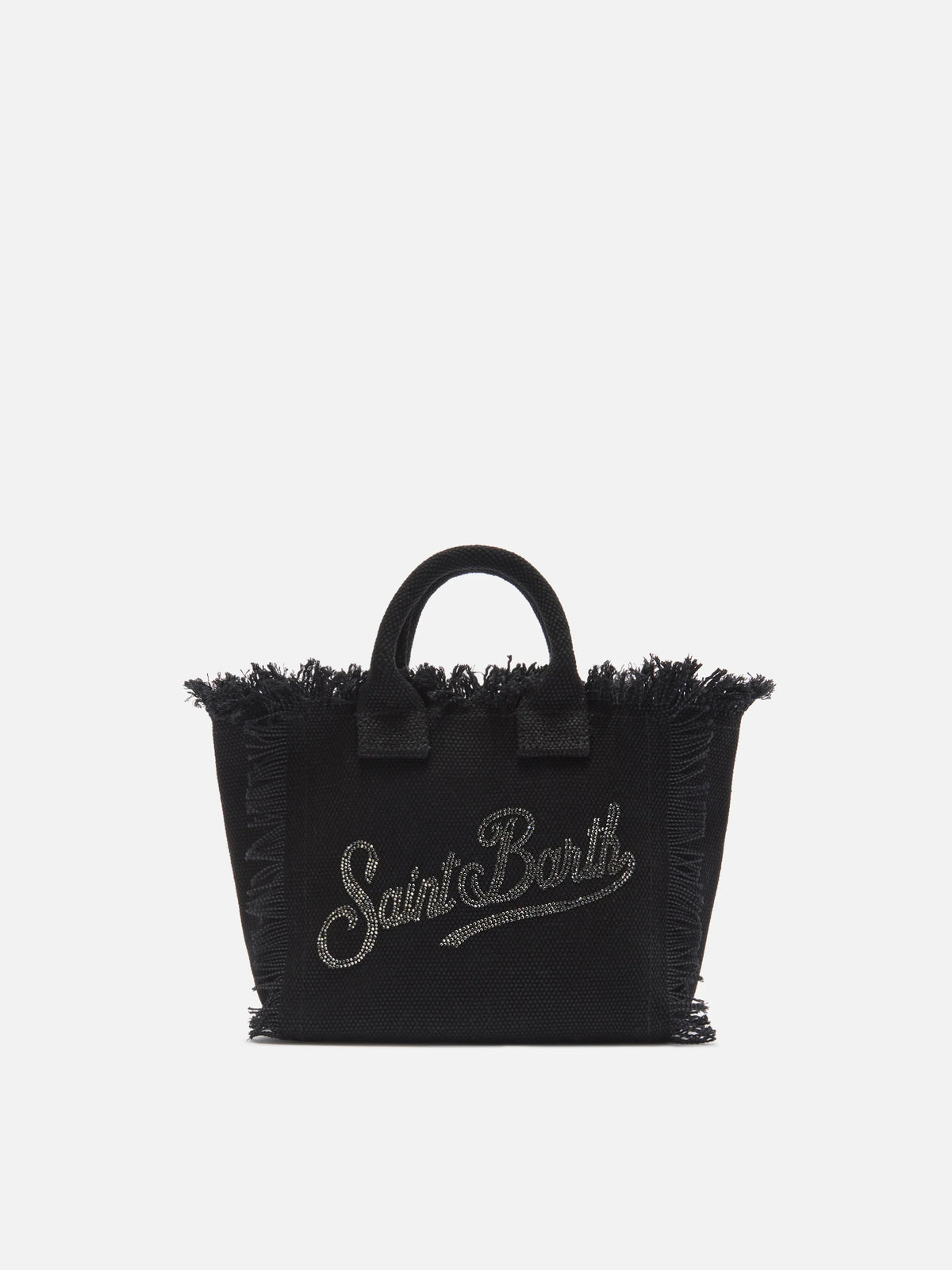Black canvas Vanity mini bag with rhinestone logo