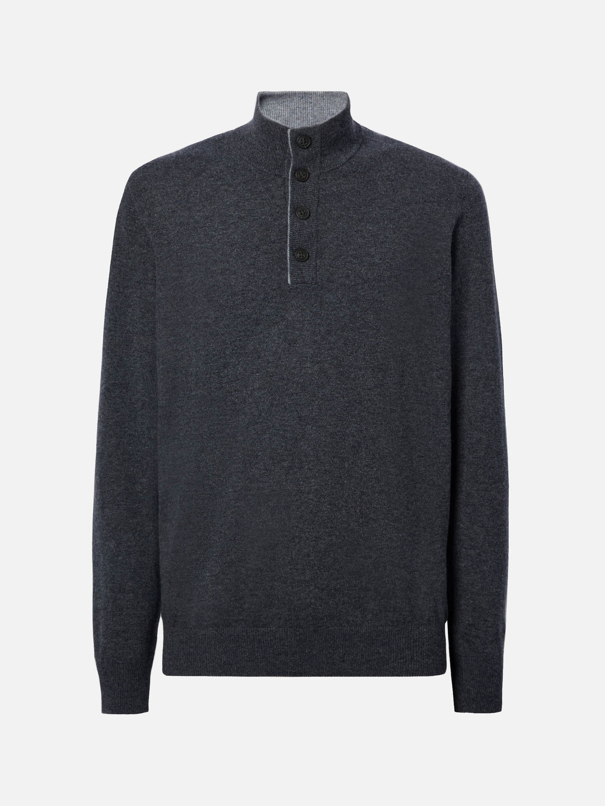 Half-zip sweater in anthracite merino wool and cashmere