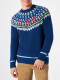 Crewneck sweater Heron with fair-isle jacquard