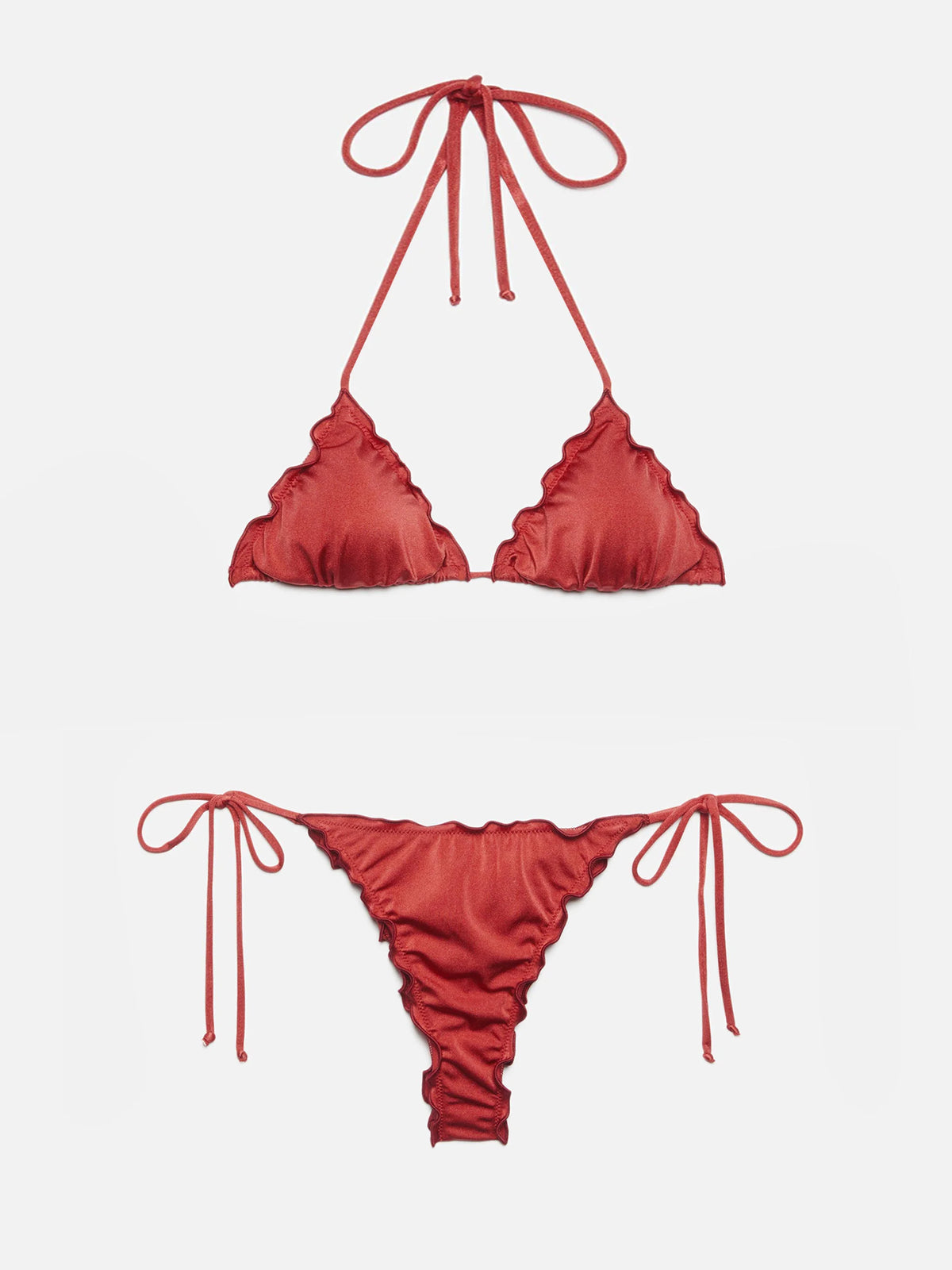 Classic triangle bikini Sagittarius Miami in shimmer brick red