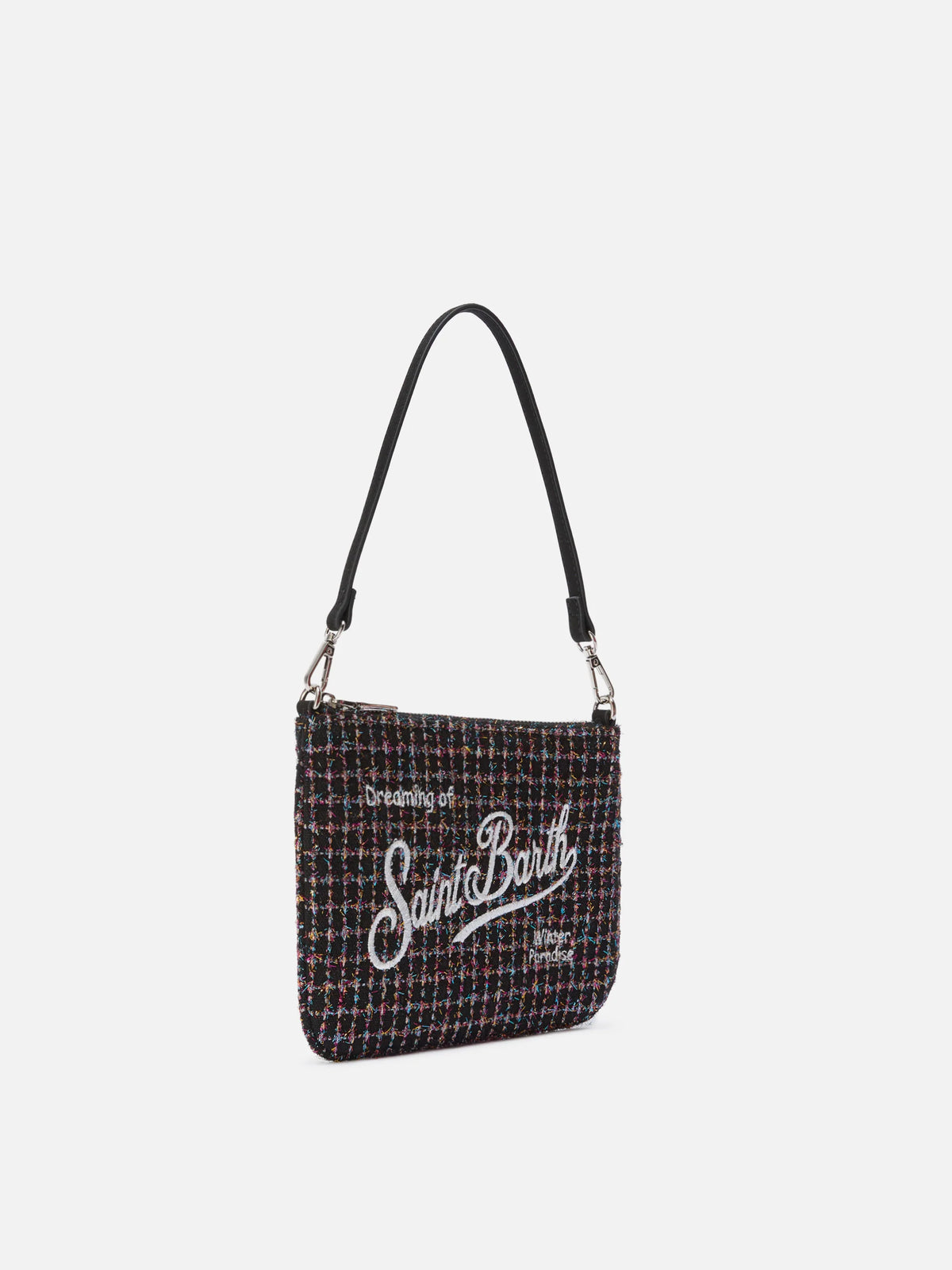 Parisienne Mini Shoulder Bag in shiny black tweed