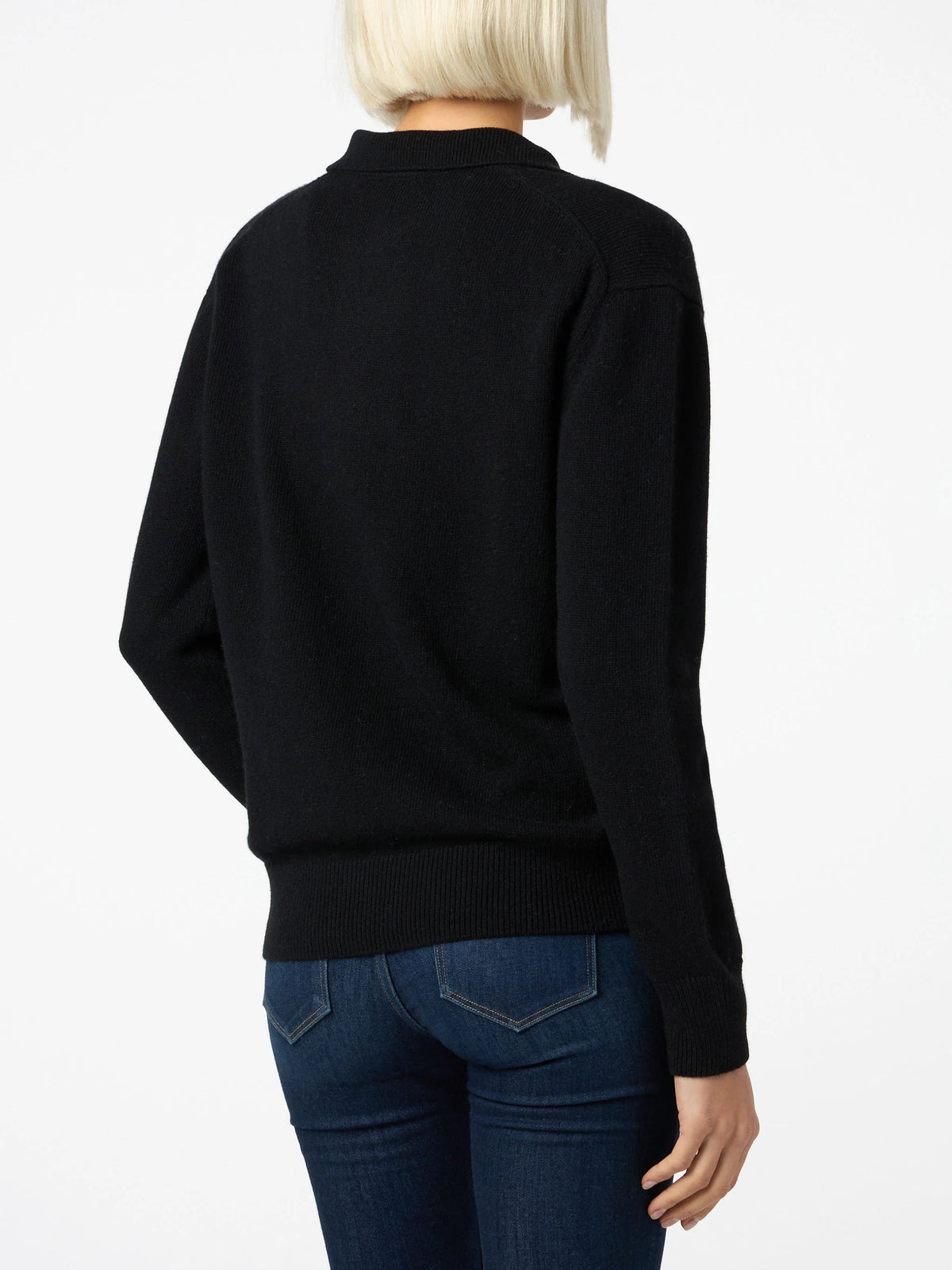 Eze black cashmere blend sweater with polo collar