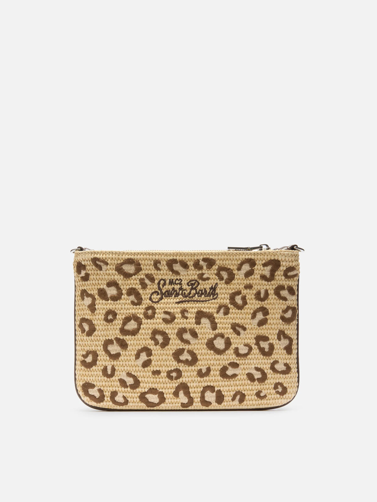 Parisienne embroidered leopard pouch with removable strap