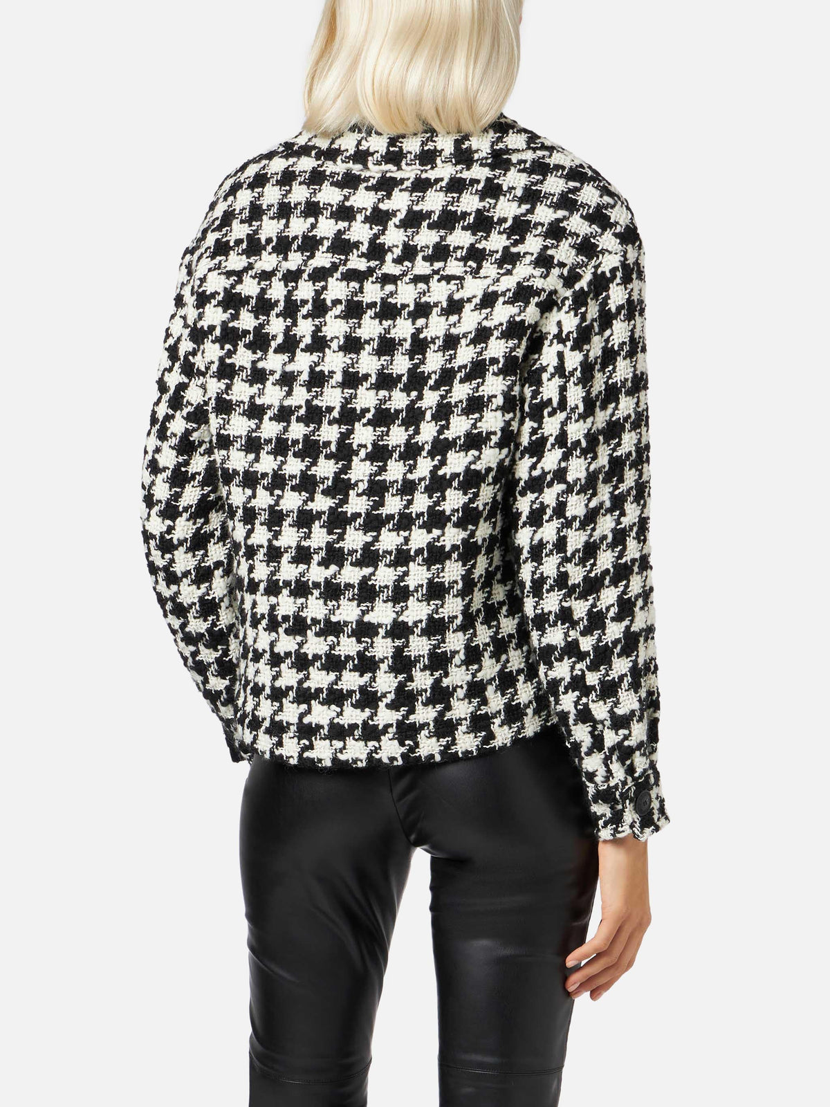 Katrine black and white houndstooth wool effect skirt