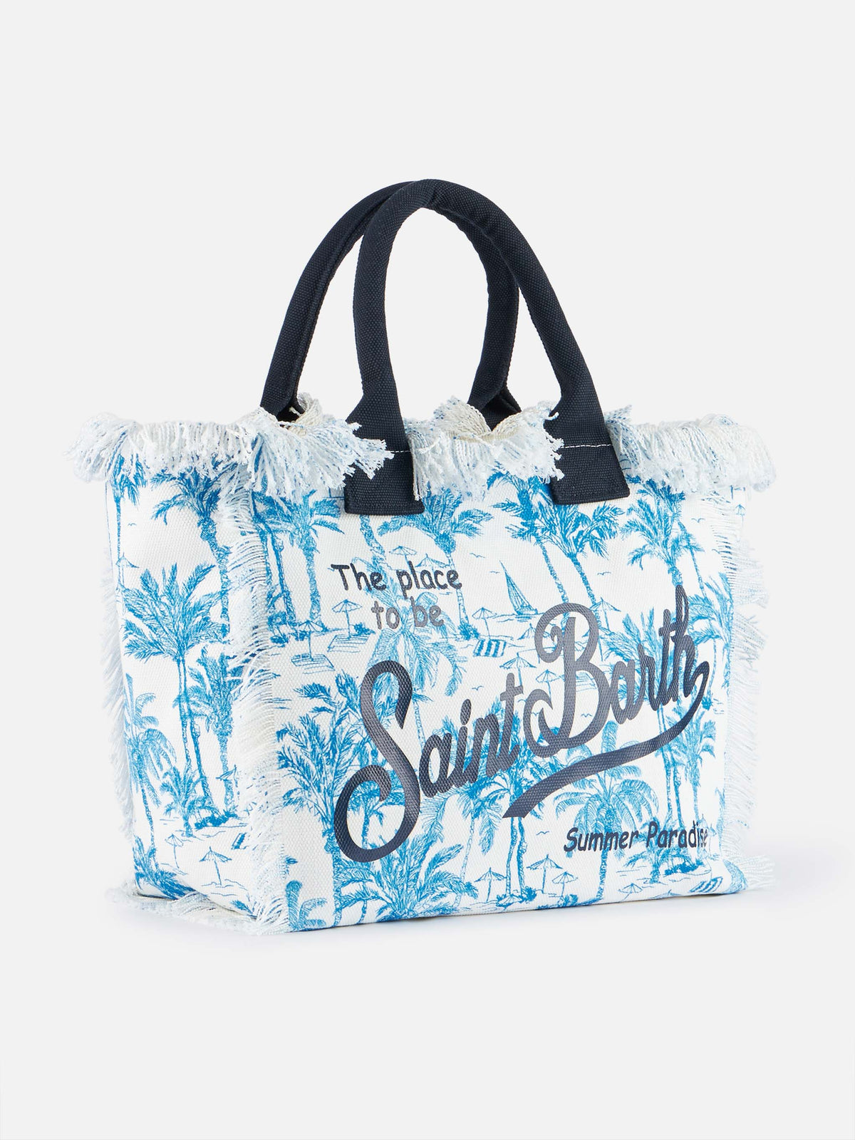 Bluette cotton canvas Vanity tote bag with toile de jouy print
