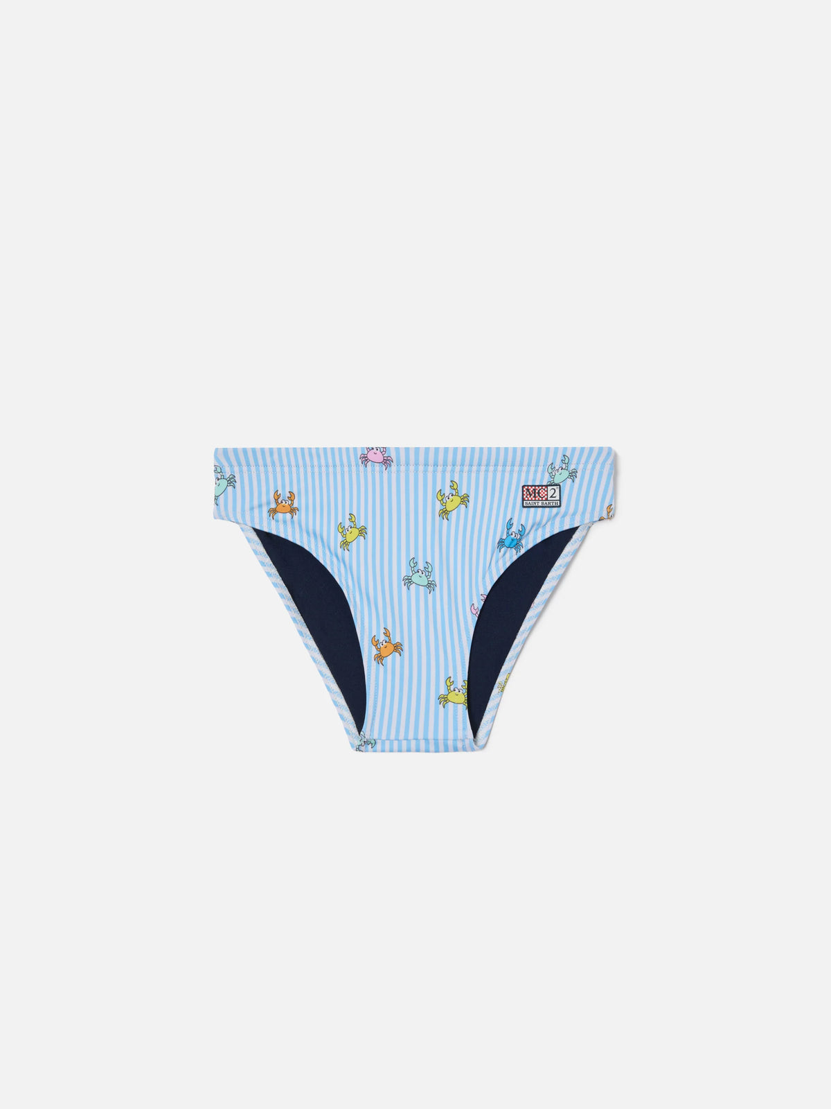 Billy striped swim briefs with all-over crab print
