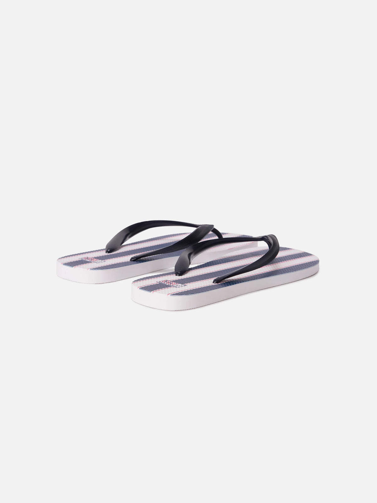 Tommy rubber slip-on flip flops with blue and white wide stripes
