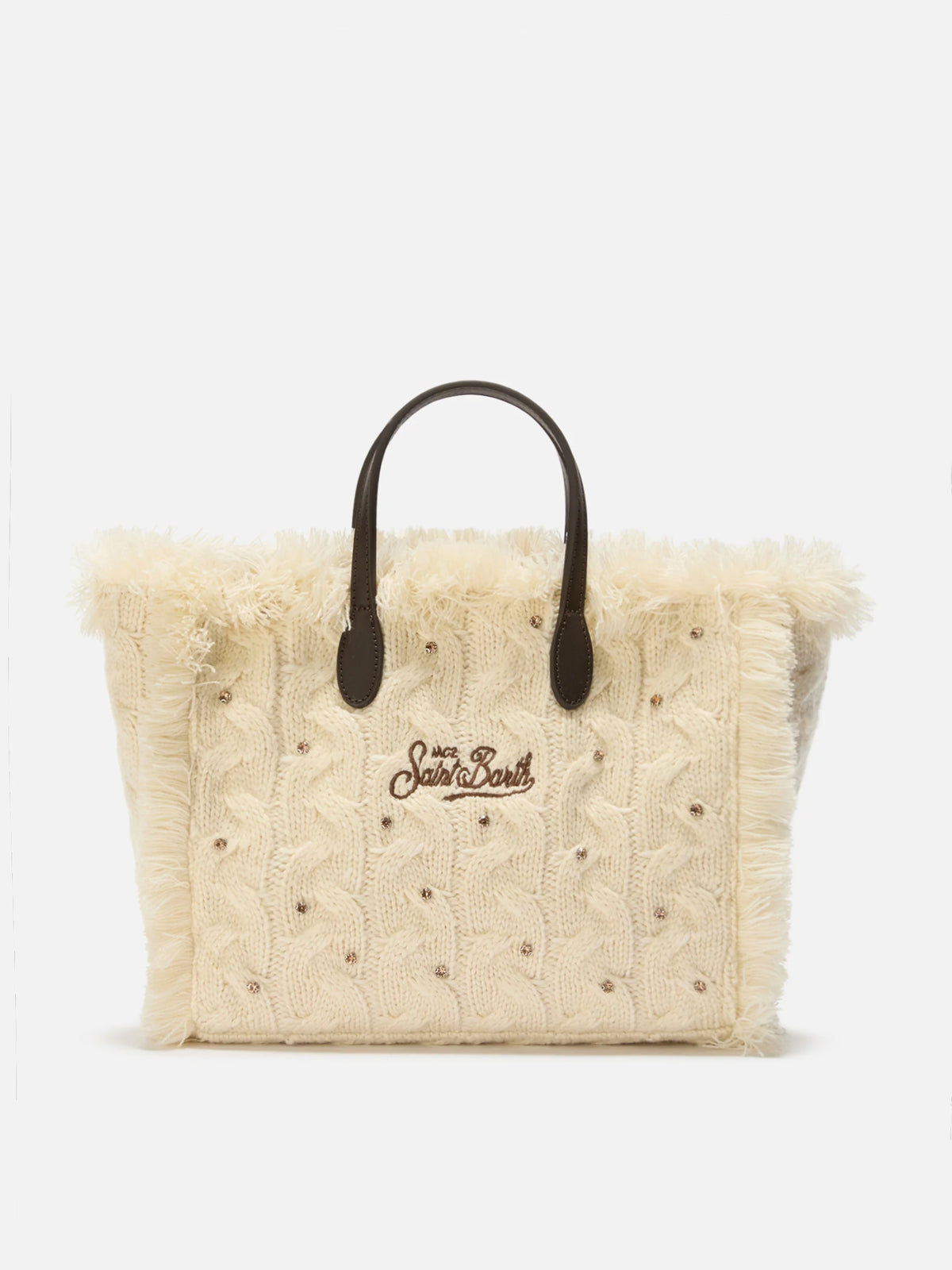 Colette Wool Braid white bag with rhinestones