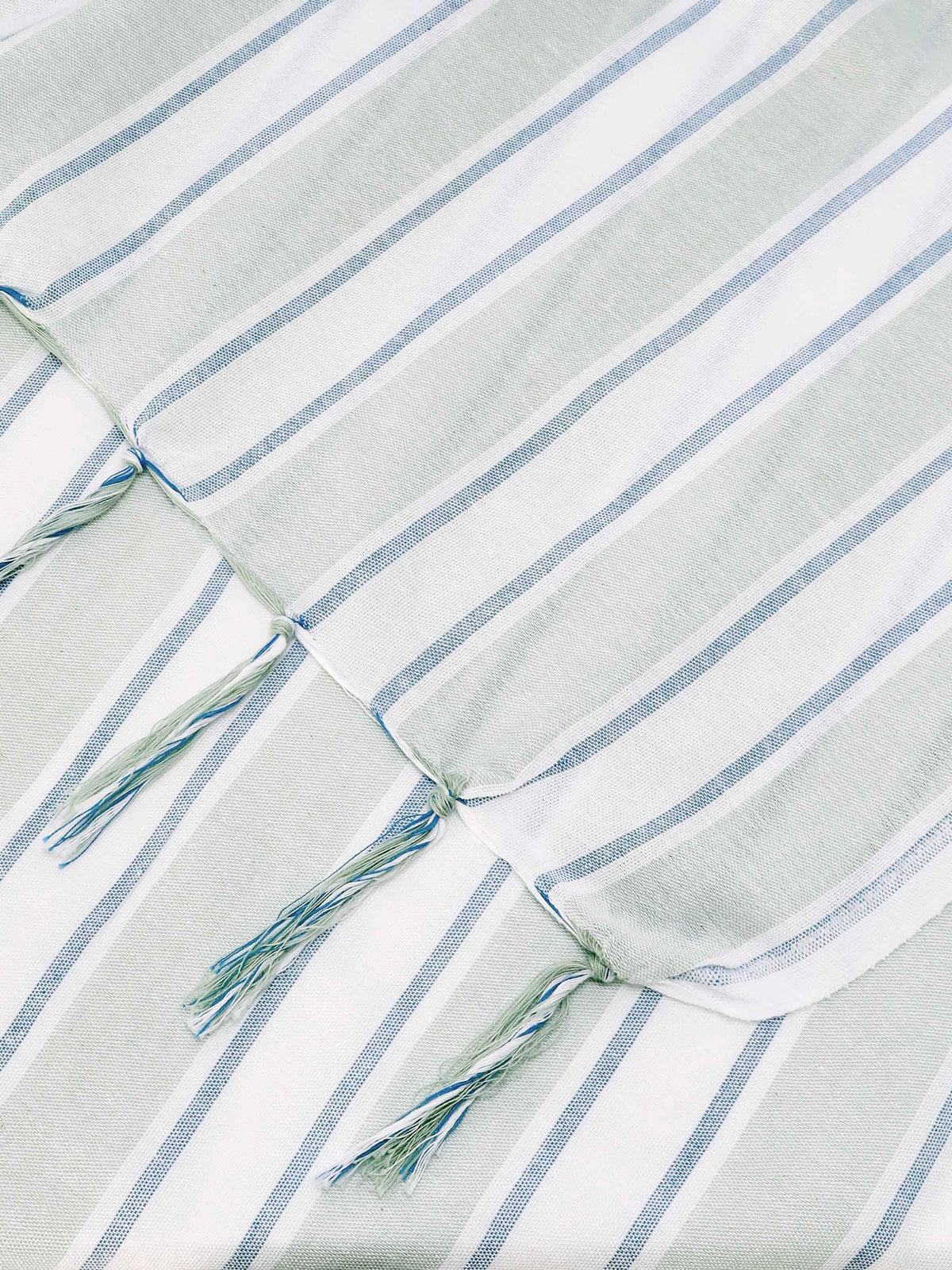 Foutas Lightbeach towel with aqua green and white stripes and embroidered logo