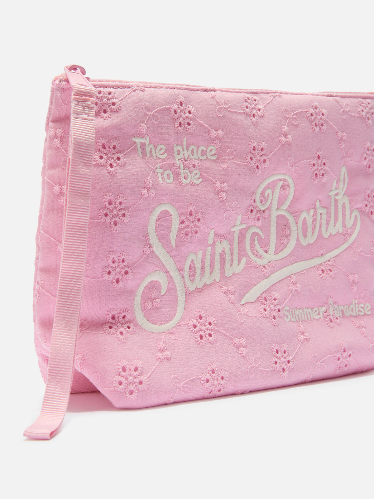 Aline pink broderie anglaise cotton pouch