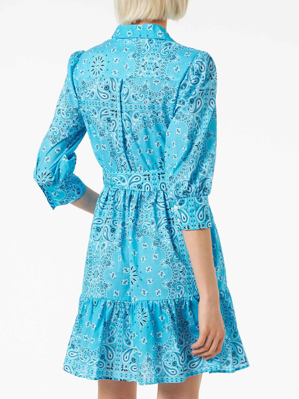 Bandana print cotton short dress Daisi with embroideries