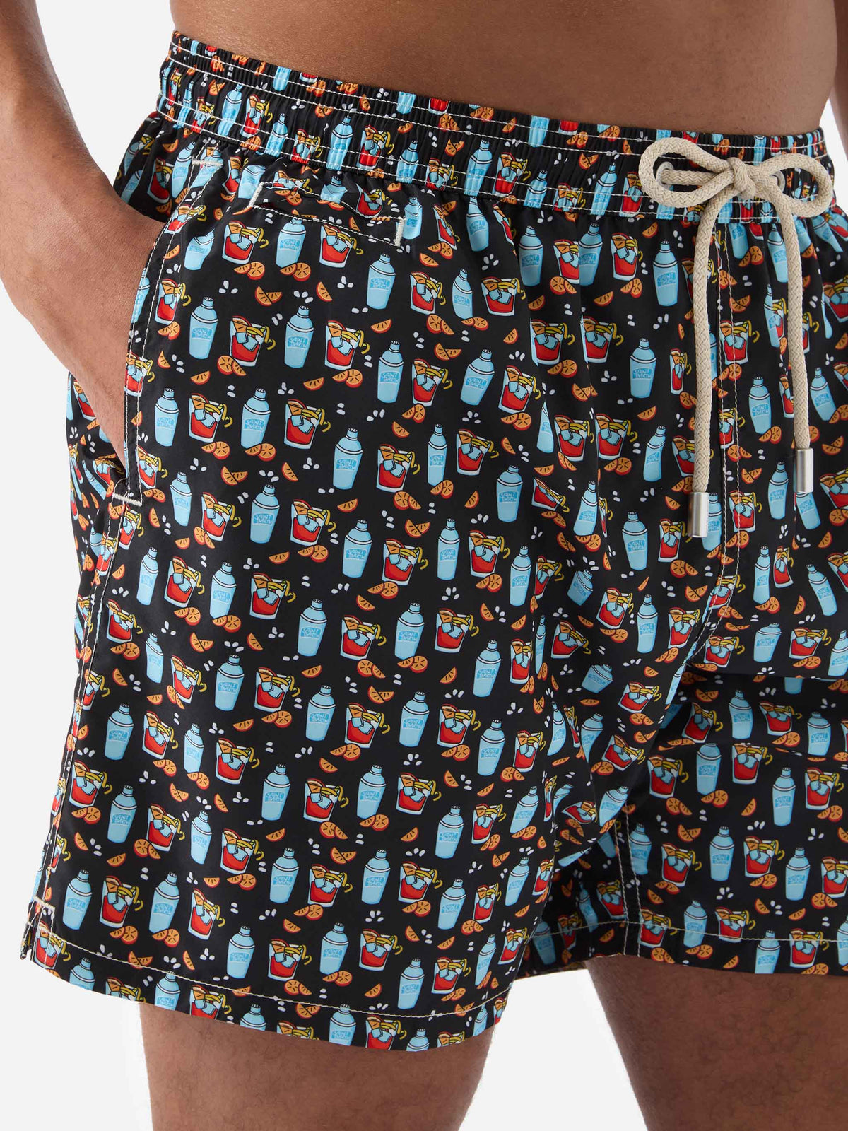 Black Lighting Micro swim shorts with negroni all-over print