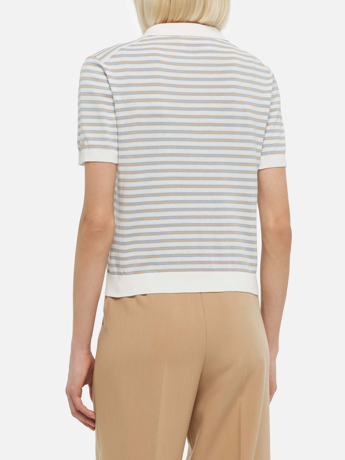 Beige striped knitted polo Evonne