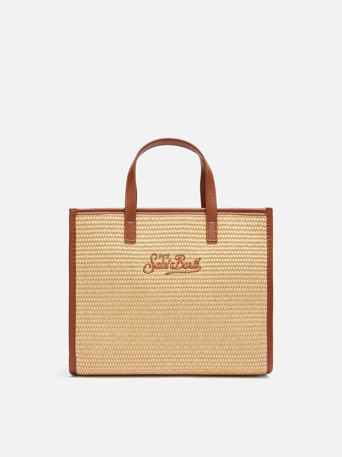 Vivian Mid Straw beige straw effect handbag