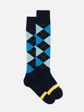 Long socks with argyle pattern