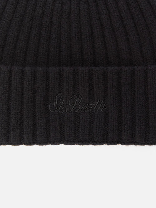100% WOOL Wengen beanie in black