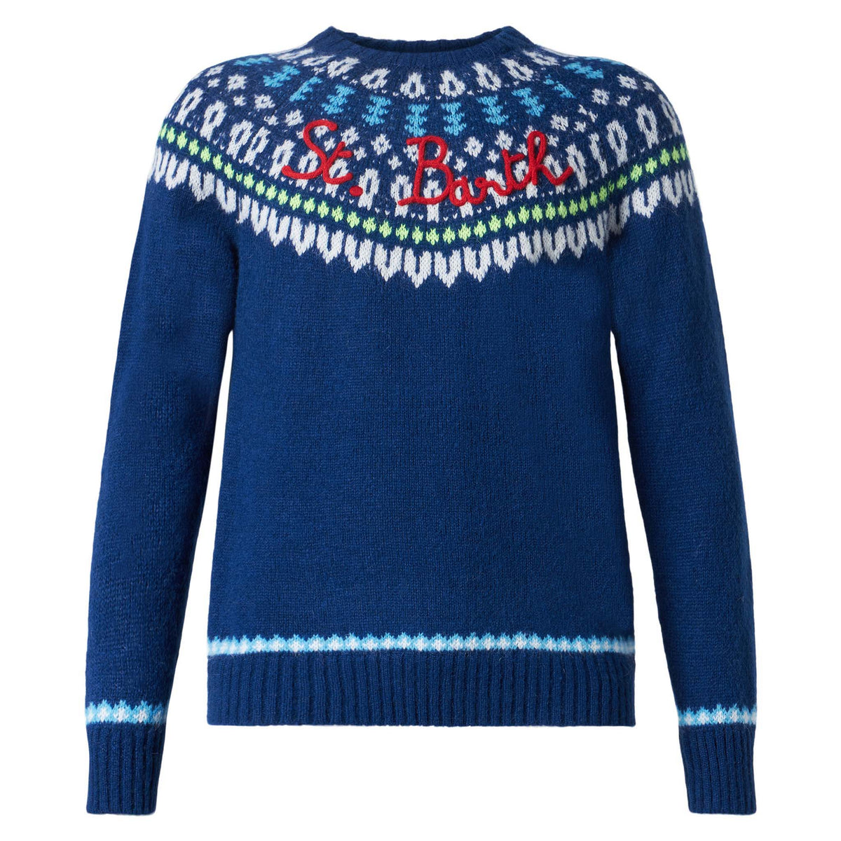 Crewneck sweater Heron with fair-isle jacquard