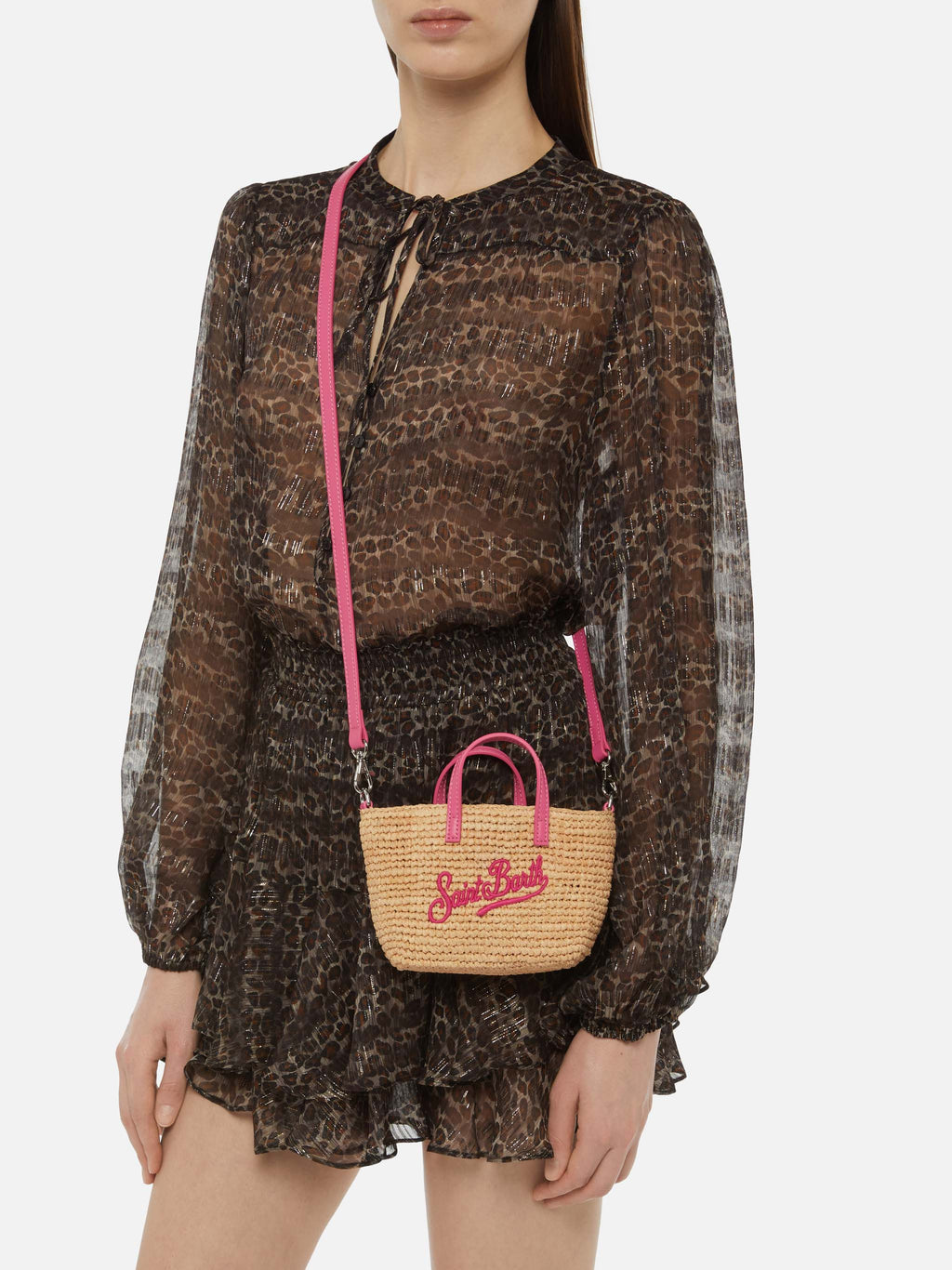 Abbey dress with fringes and animalier print