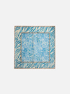 Fabric bracelet with light blue stripes and embroidery