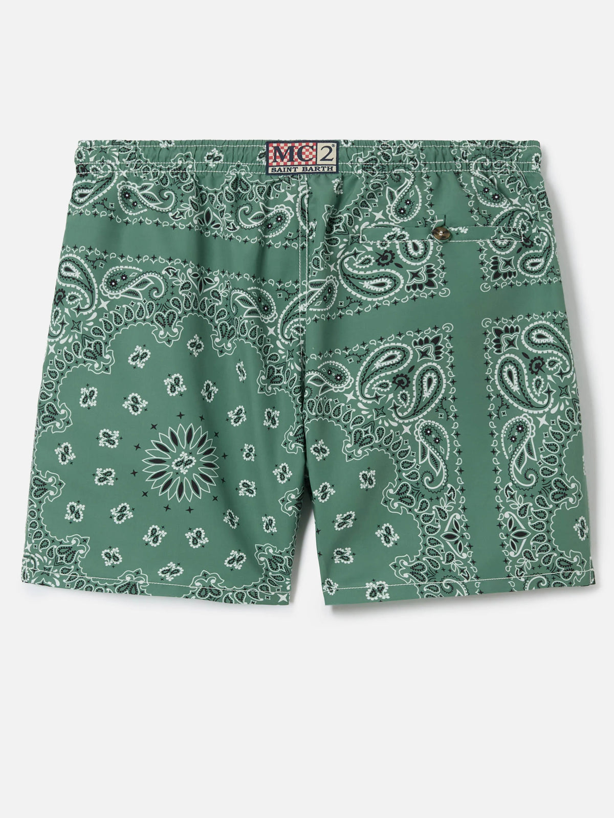 Caprese swim shorts with military green bandana print