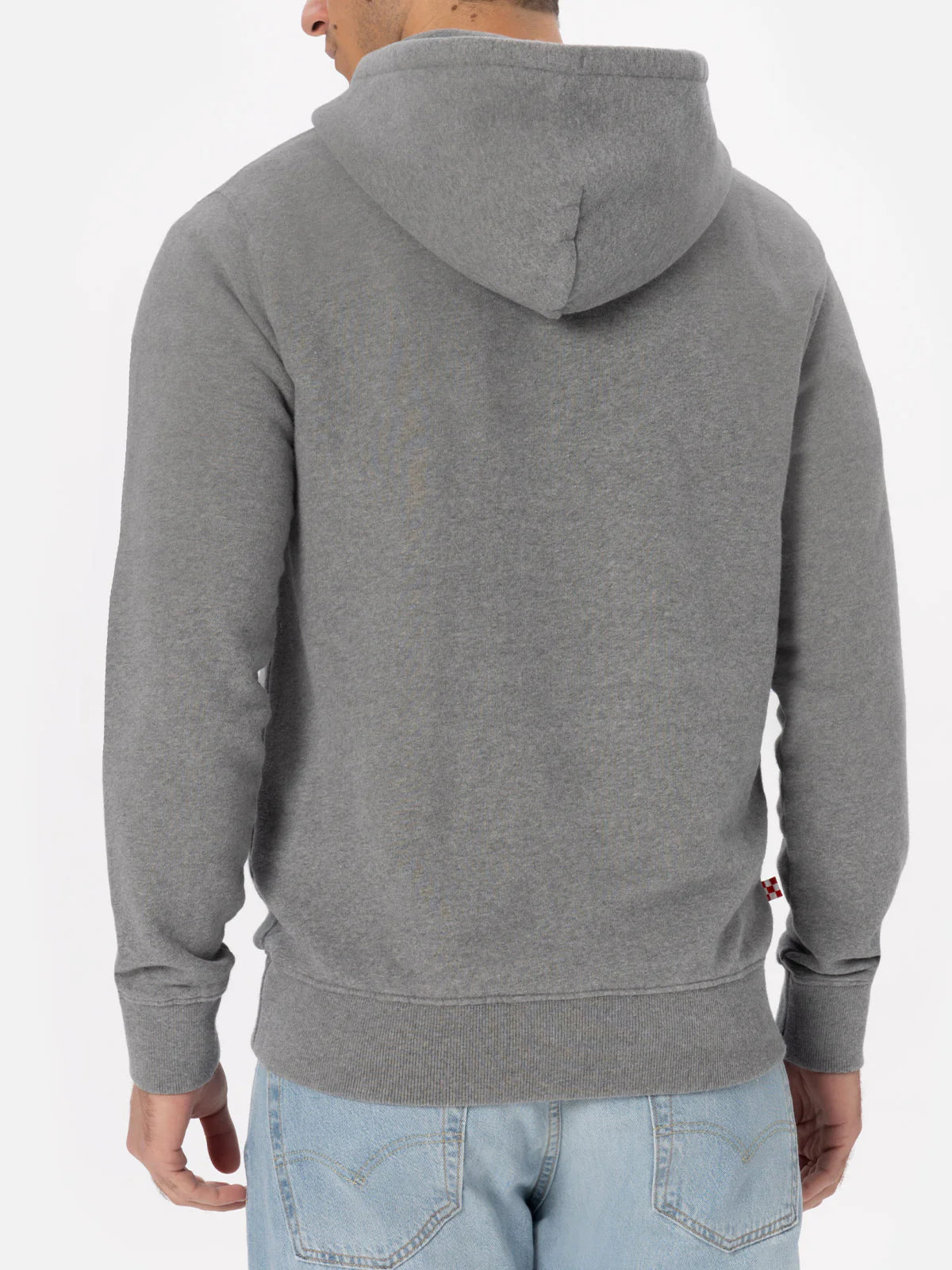 Tribeca cotton sweatshirt in grey melange solid color with logo embroidery