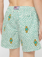 Mid-length striped Gustavia swim-shorts with watches embroidery