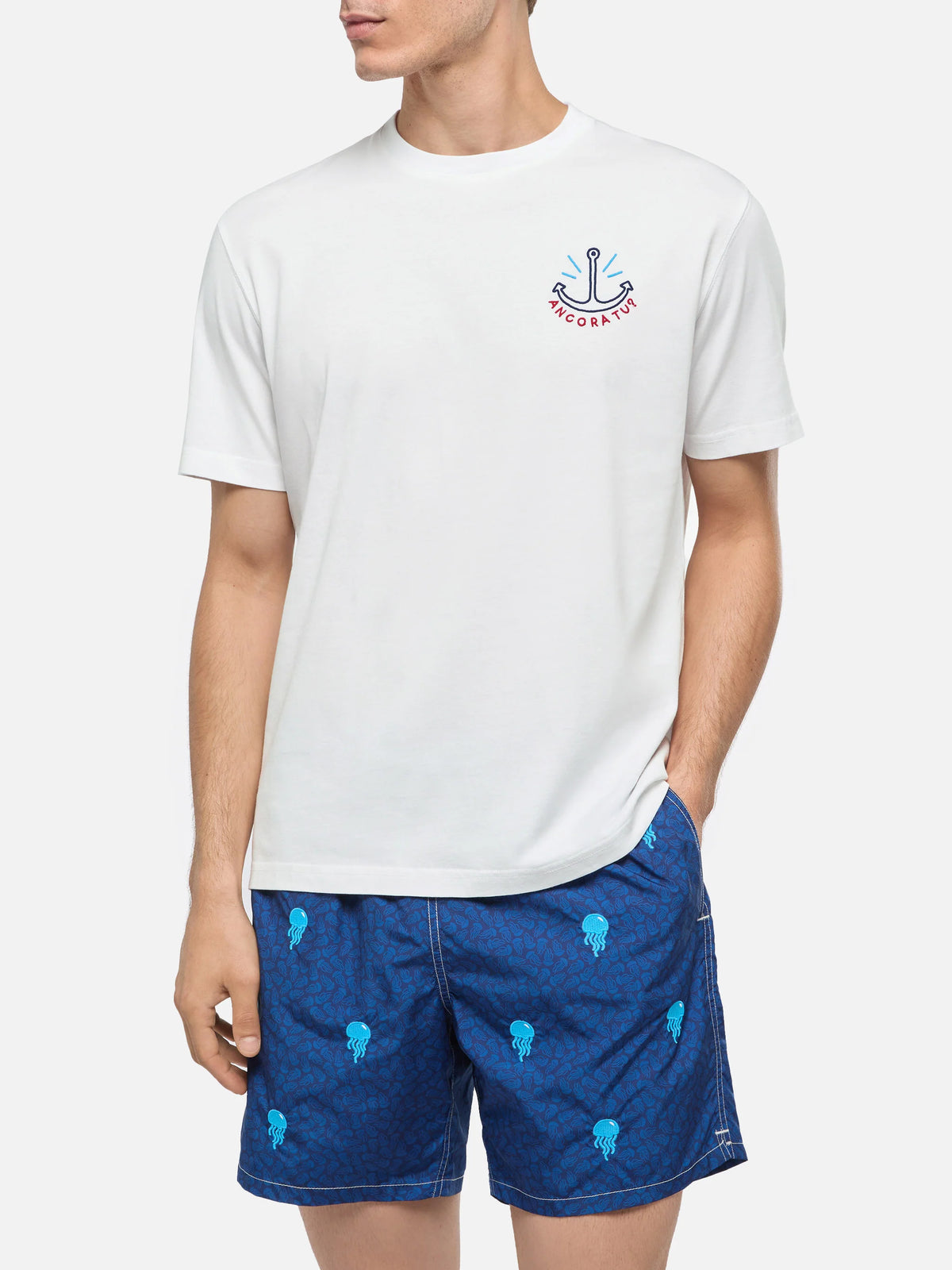 Classic fit cotton jersey t-shirt Portofino with Ancora tu embroidery | INSULTI LUMINOSI SPECIAL EDITION