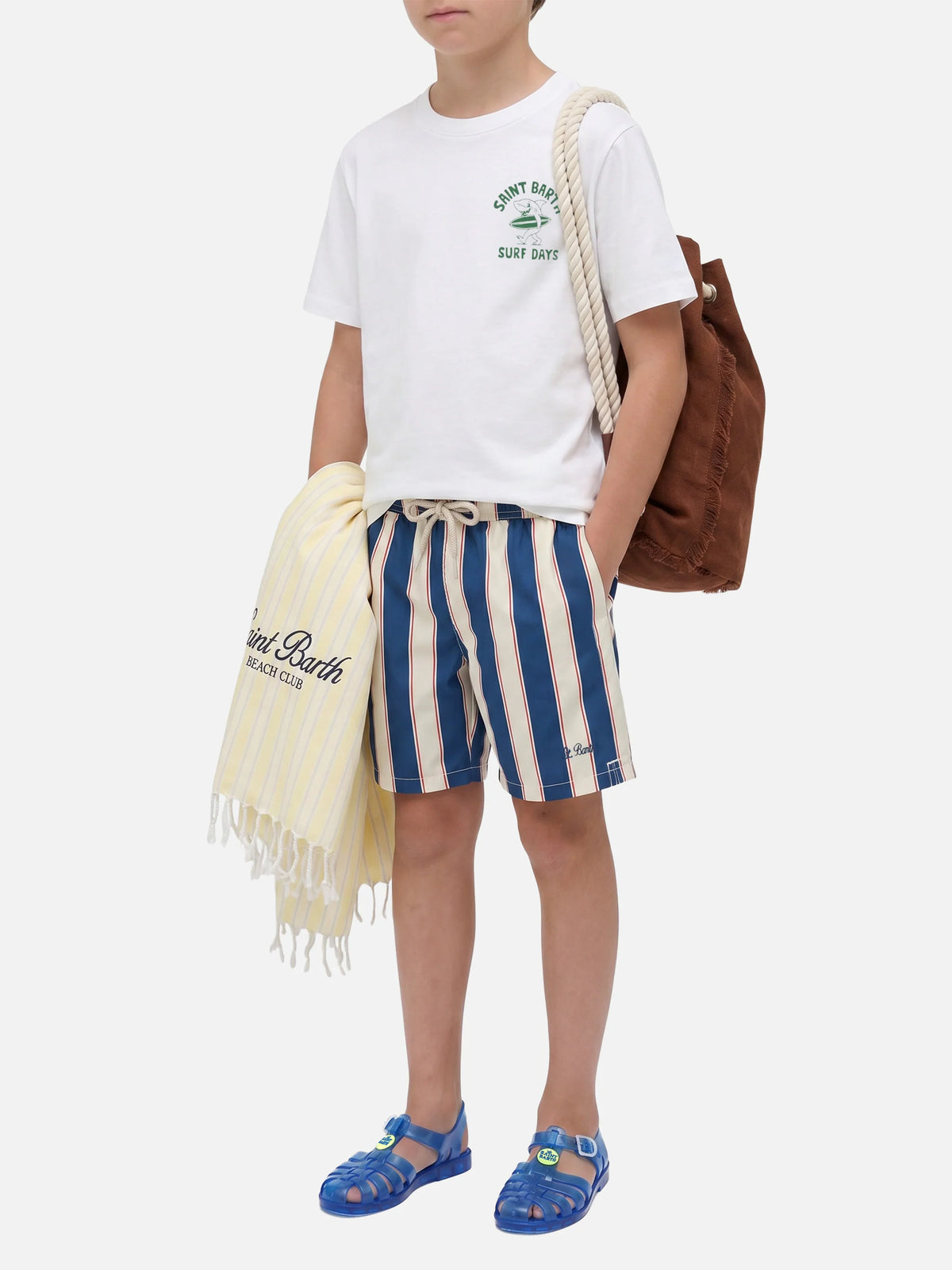 Jean Lighting Stretch swim shorts striped with all-over octopus print
