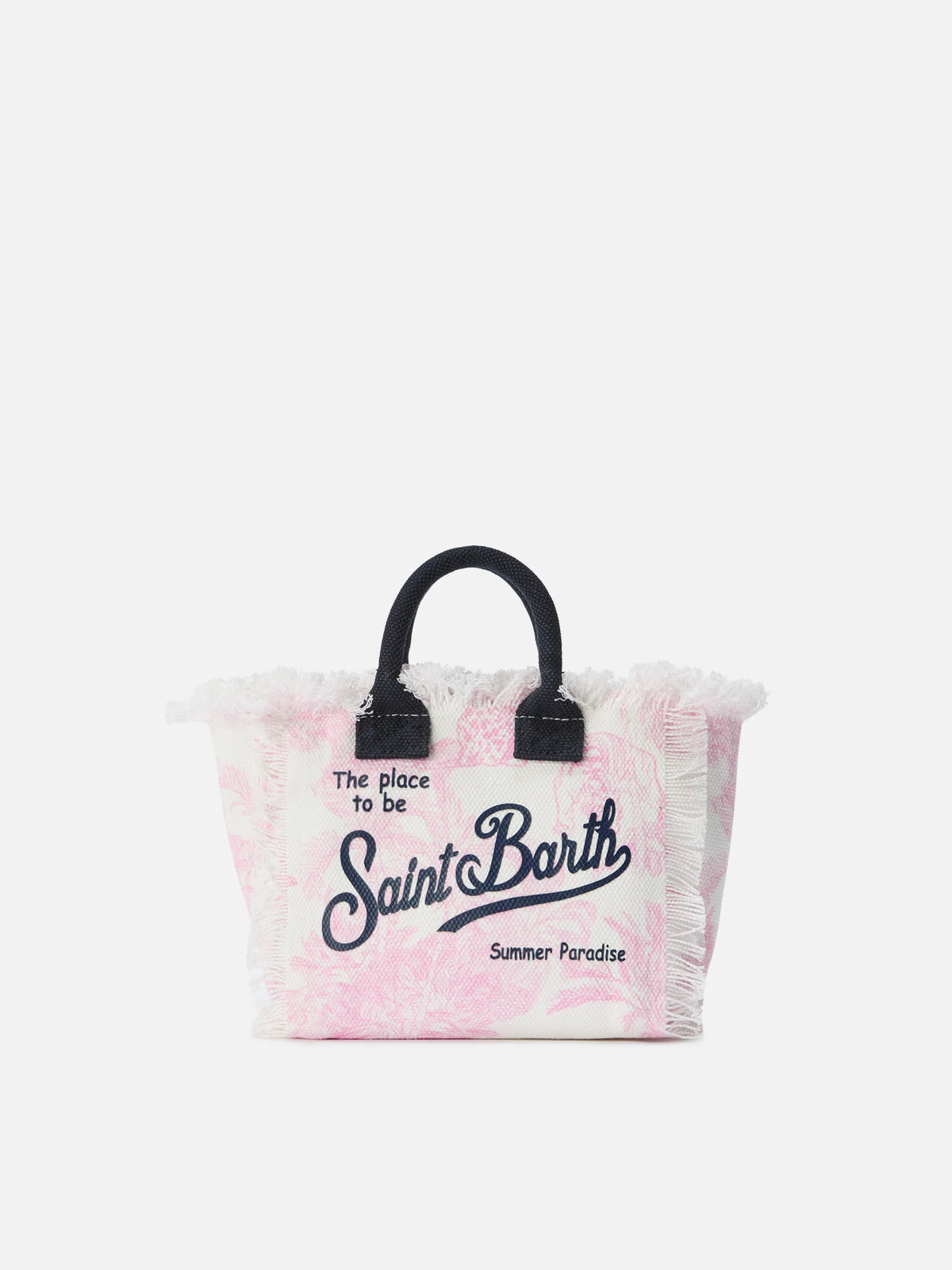 Canvas Vanity mini bag with pink toile de Jouy print