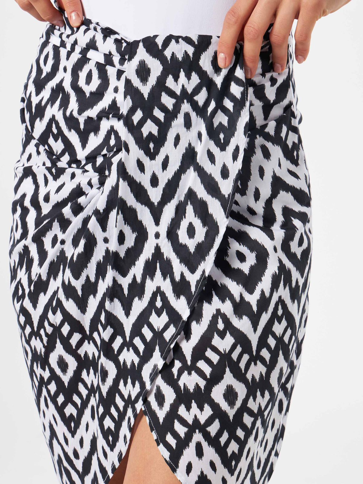 Amanda black and white ikat midi skirt