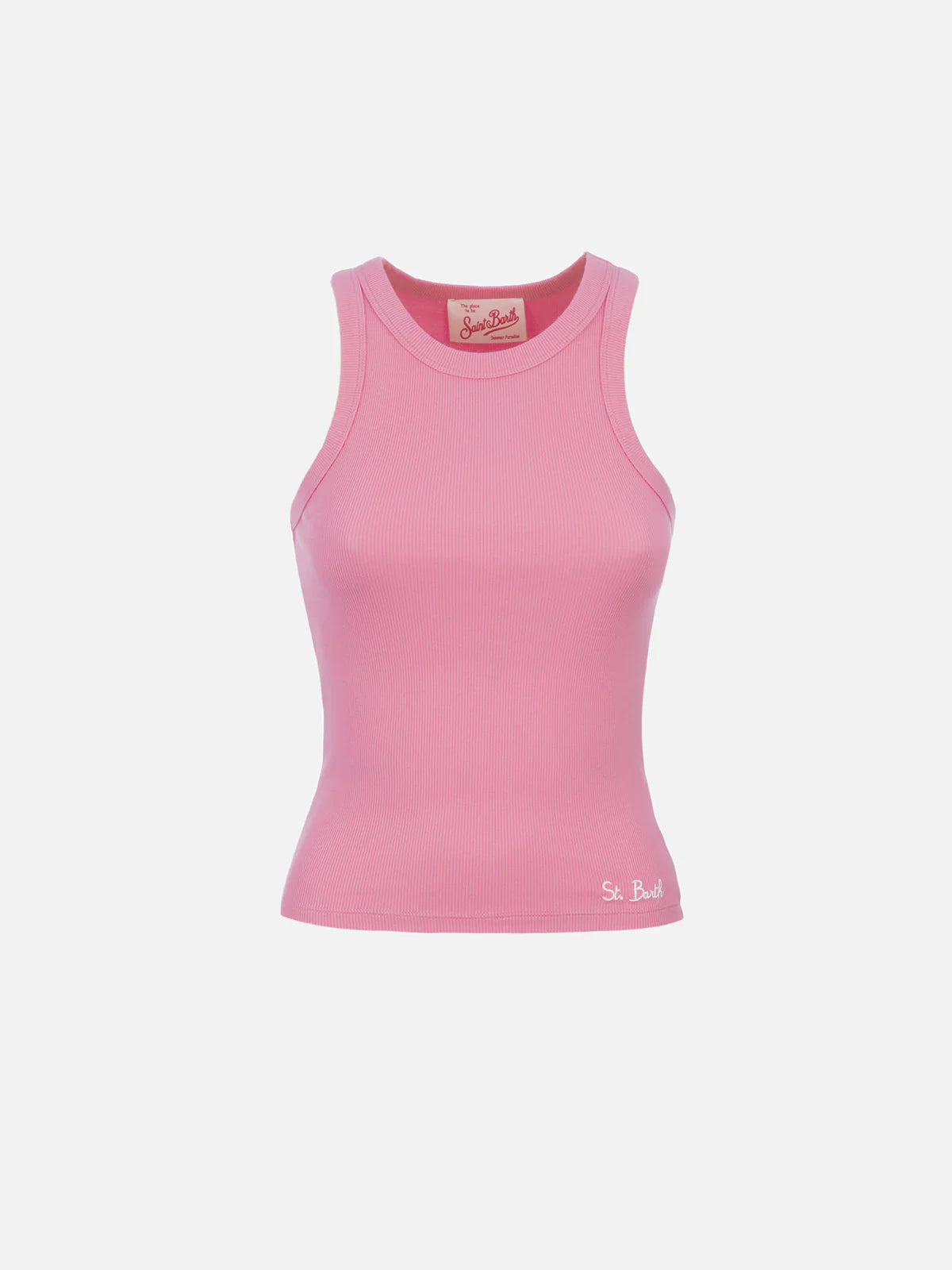 Ada pink ribbed cotton tank top