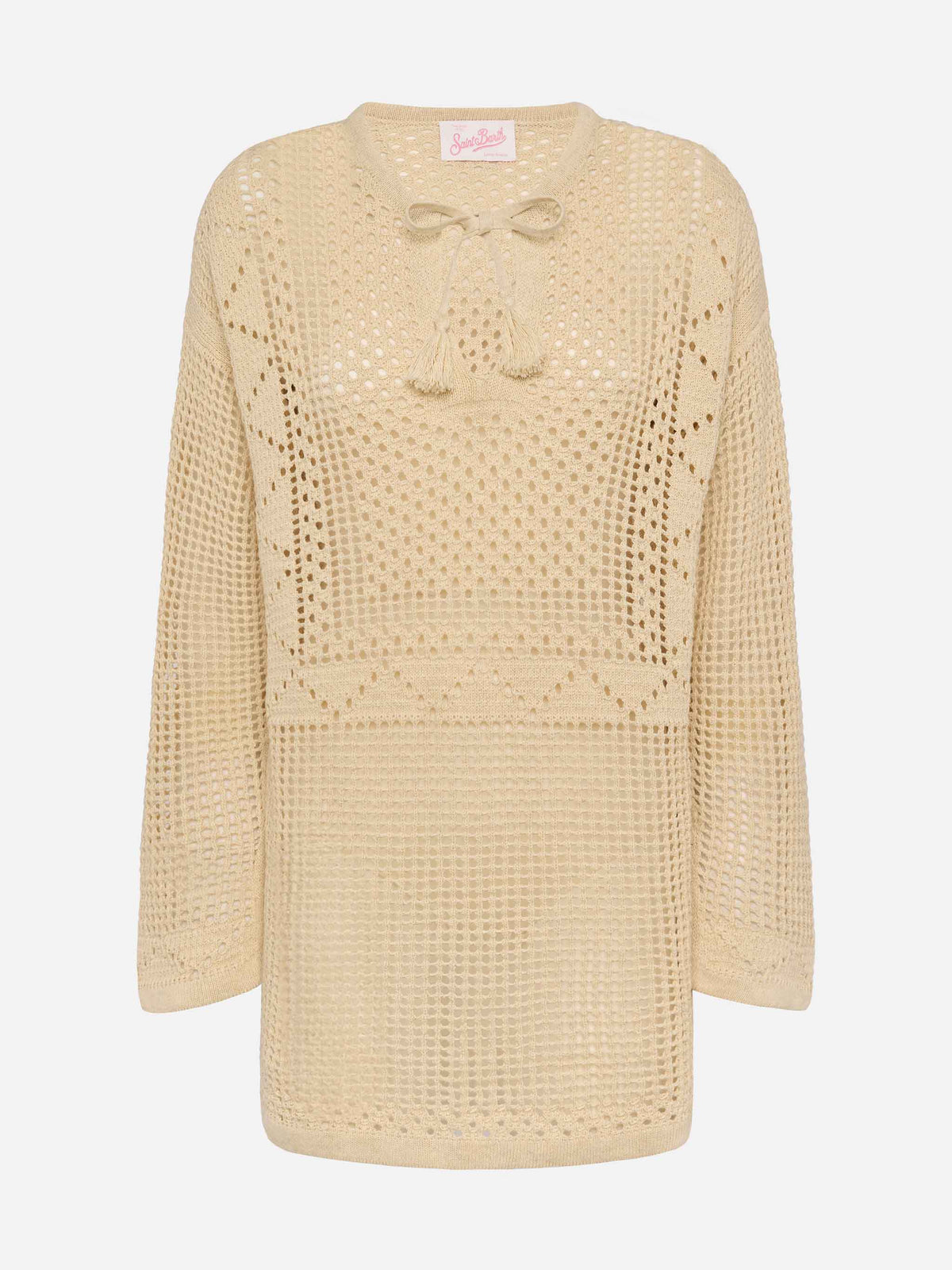 Alva beige crochet flared pants