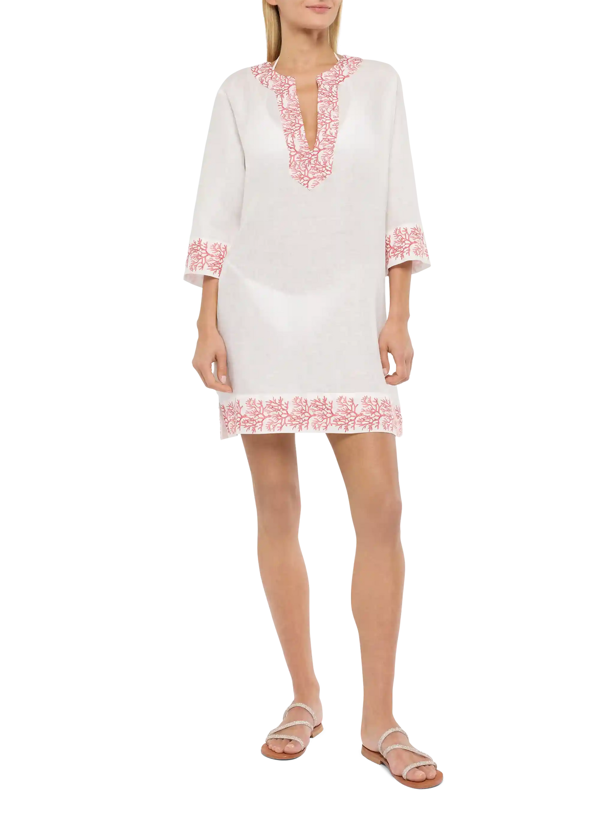 Hanniel linen playsuit with butterfly toile de jouy print