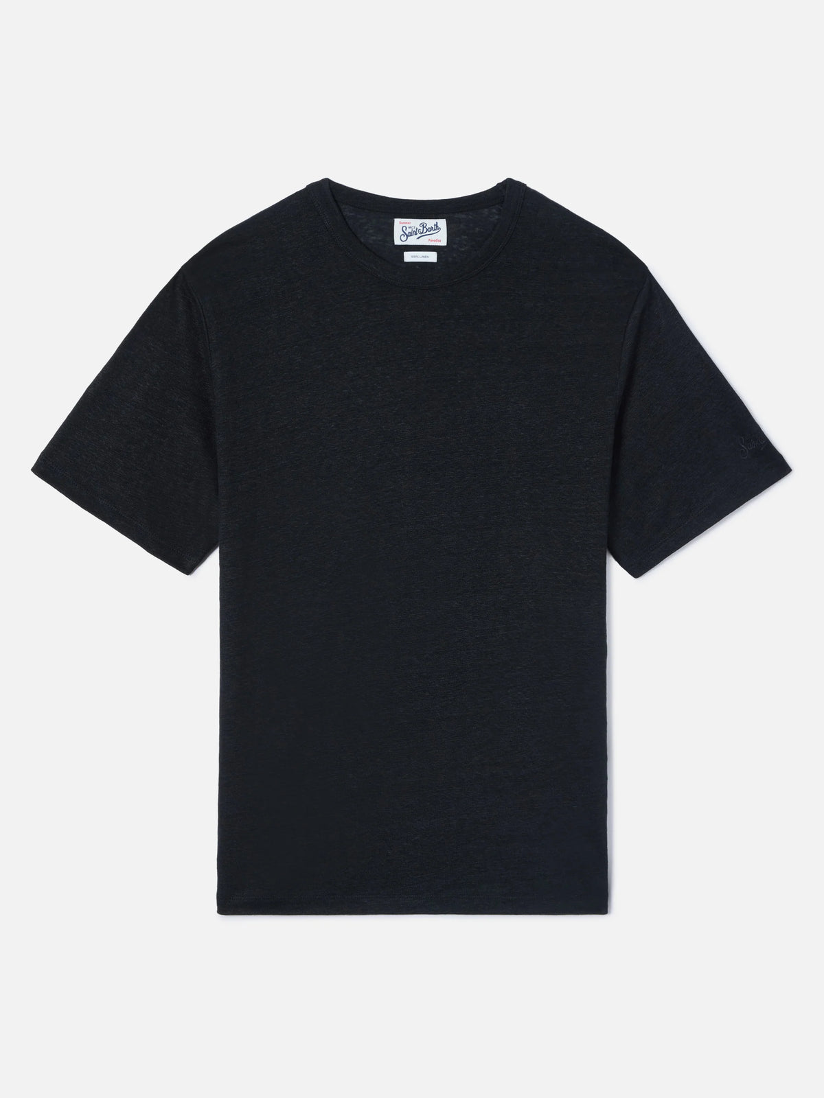 Black Ecstasea pure linen t-shirt with logo embroidery